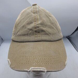 Free People Distressed Beige Trucker Hat Adjustable Casual Going Out Comfort